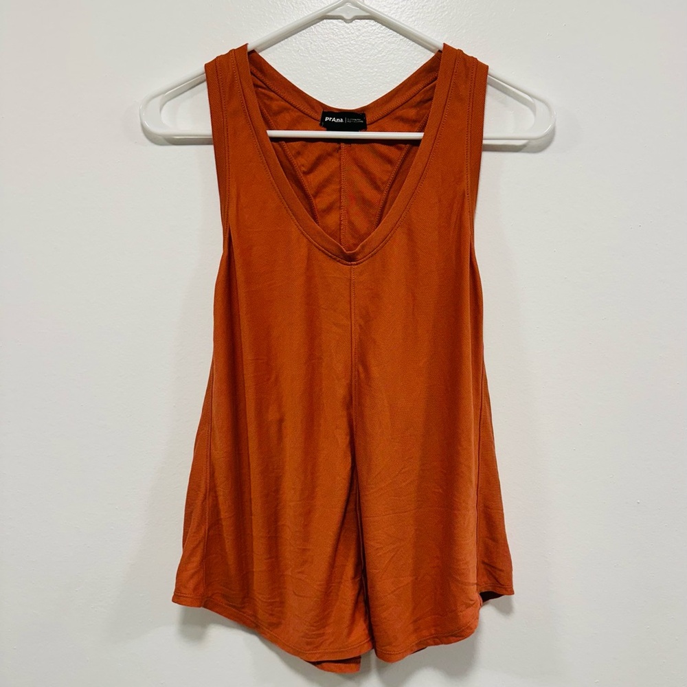 Prana tank top! Orange rust racer back super soft tank top women’s size medium!